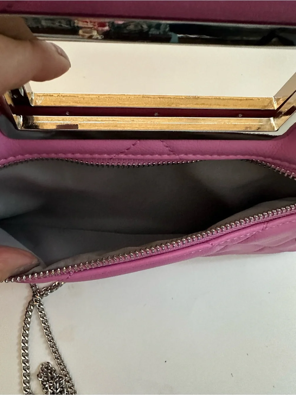 INC Quilted Pink Leatherette Top-Handle Clutch Crossbody